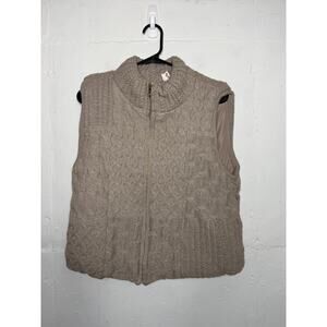 NEW Joie Thick Cream Cable Knit Zip Up Vest Size Large